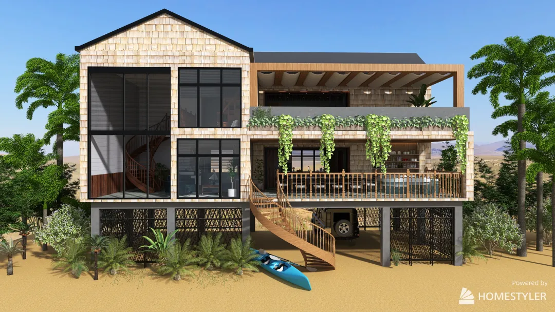 Bohemian Beach House 3d design renderings