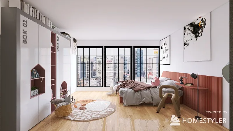 New York Girl's Bedroom 3d design renderings