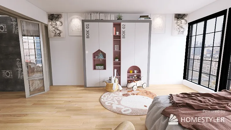 New York Girl's Bedroom 3d design renderings