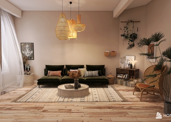 Modern Bohemian livingroom Design Rendering