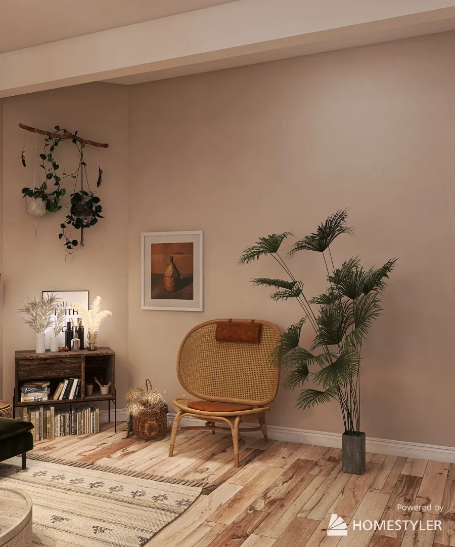 Modern Bohemian livingroom 3d design renderings