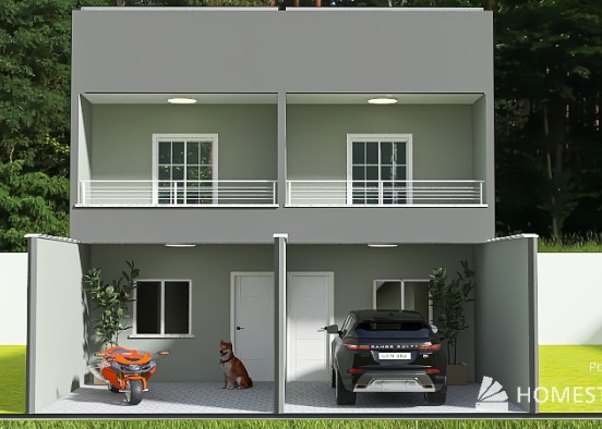 Projeto Saymon Residência Bifamiliar - Terreno 8x16m Design Rendering