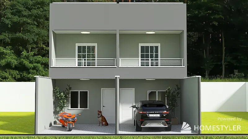 Projeto Saymon Residência Bifamiliar - Terreno 8x16m 3d design renderings