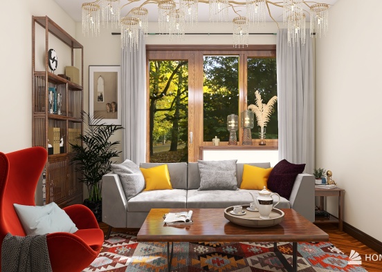 #Red living room# Design Rendering