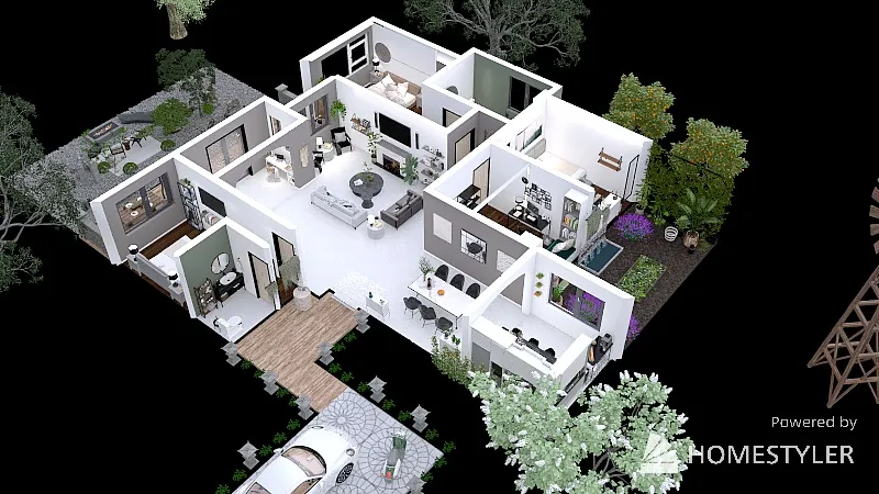 Three Bedroom Large Floor Plan - Practice 3d design picture 238.74