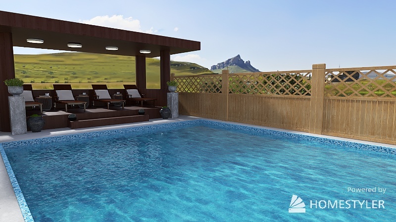 Swimming pool hillside 3d design renderings