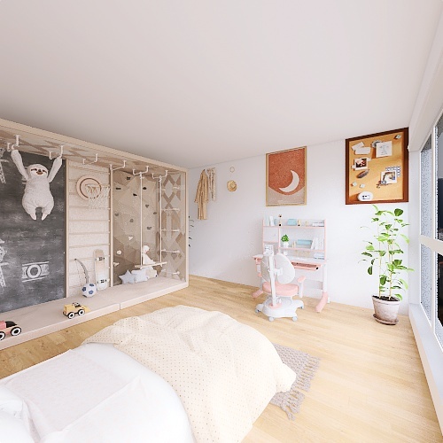 Aesthetic Brown Girl's Bedroom 3d design renderings