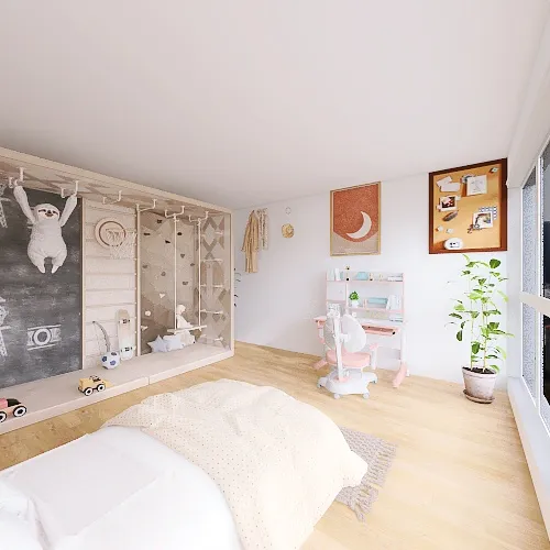 Aesthetic Brown Girl's Bedroom 3d design renderings