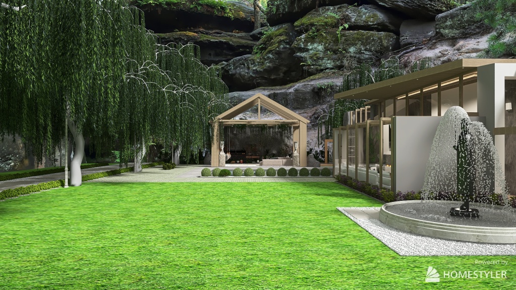 Modern Dreamwood Rock House 3d design renderings