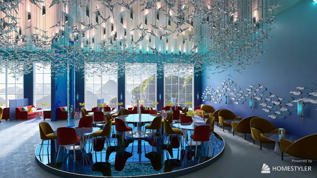 рыбный ресторан 3d design renderings