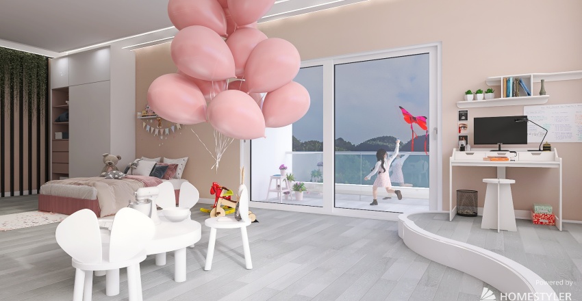 #Children'sDayContest  children's bedroom for two girls 👧🏻 3d design renderings