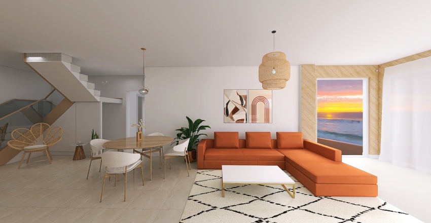 Kitchen&Living 3d design renderings