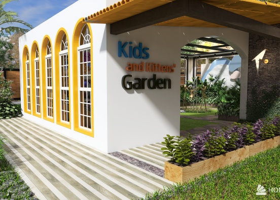 #Children'sDayContest Kids and Kittens' Garden Design Rendering