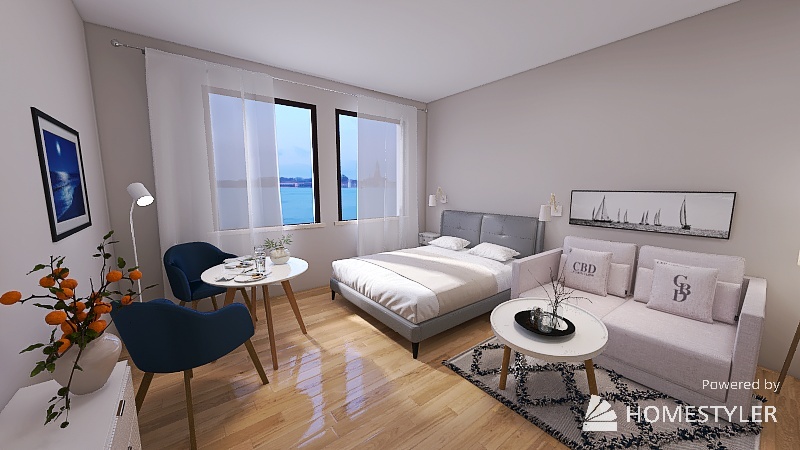 1 Zimmerapartment am Strand 3d design renderings