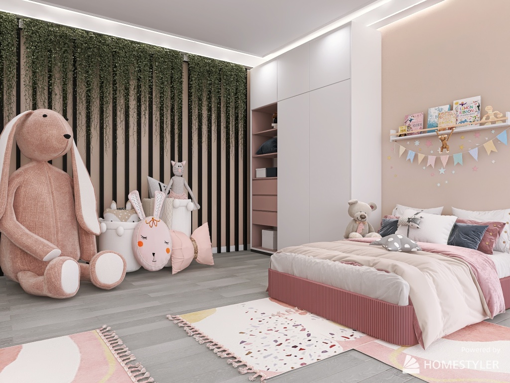 #Children'sDayContest  children's bedroom for two girls 👧🏻 3d design renderings
