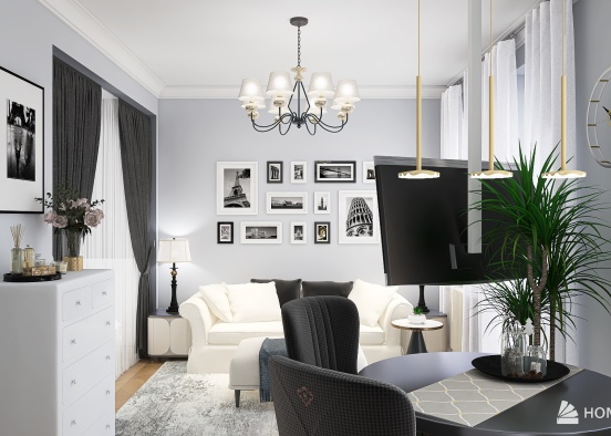 #Monochrome apartment for 1 person Design Rendering