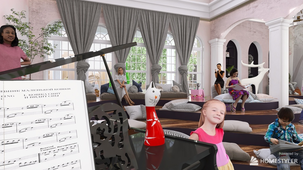 #Children'sDayContest_children's theater and music studio 3d design renderings