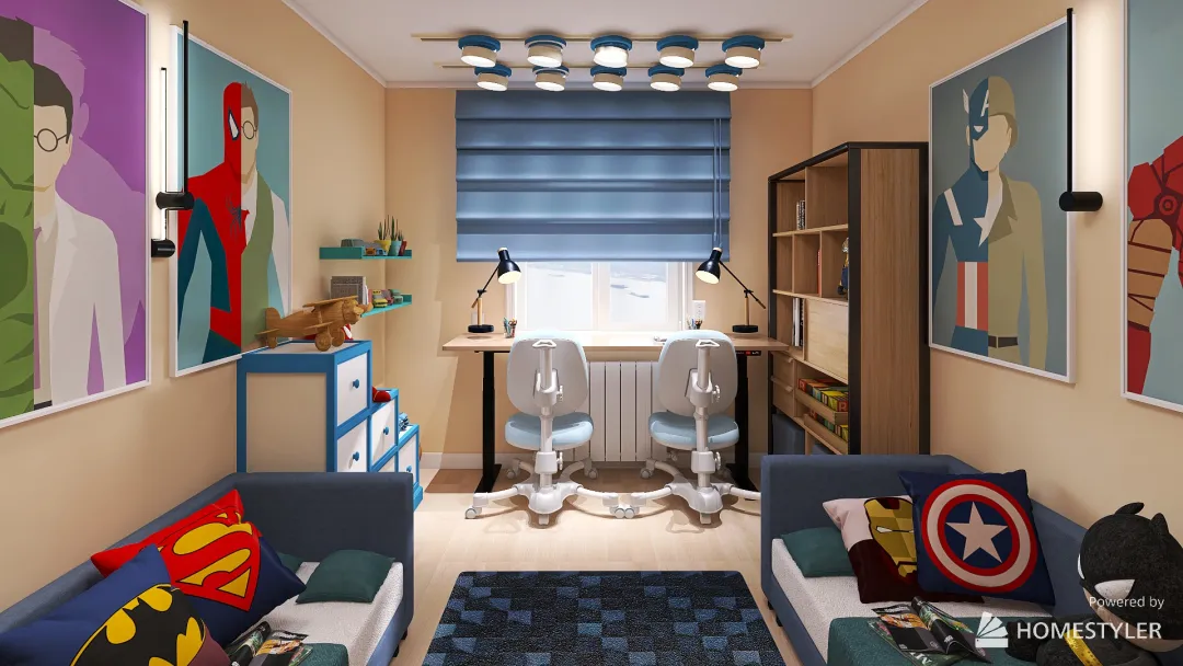 комната для мальчиков разного возраста 12 кв.м 3d design renderings