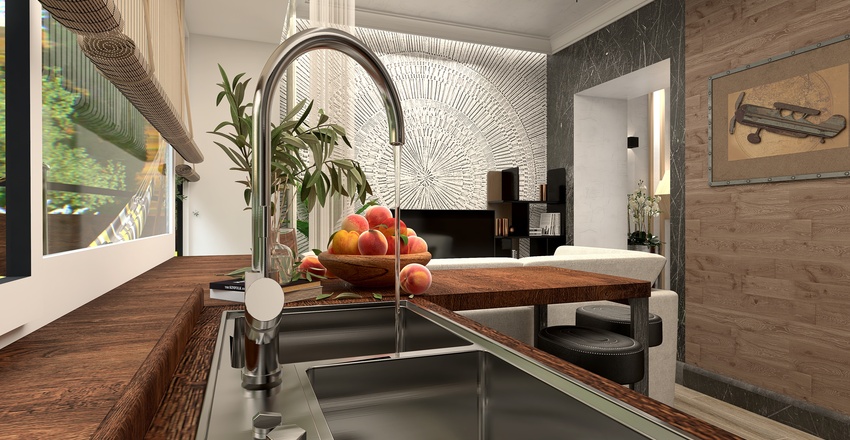 Вітальня / кухня 3d design renderings