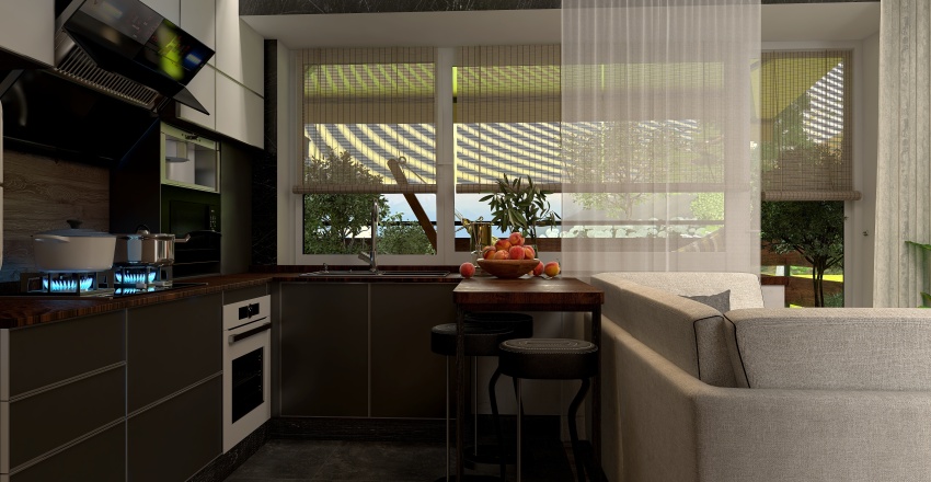 Вітальня / кухня 3d design renderings