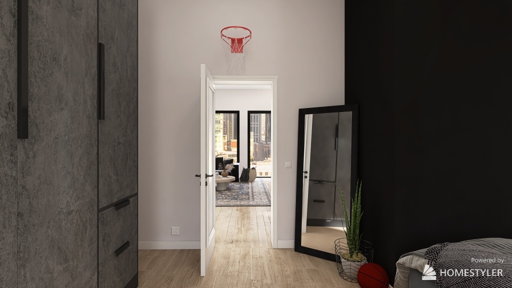 Roomates house - black and neutral colors 3d design renderings