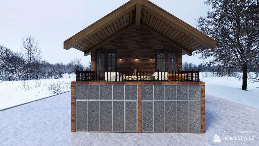 Winter Cabin 3d design renderings