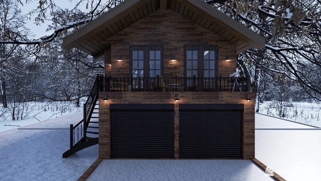 Winter Cabin 3d design renderings