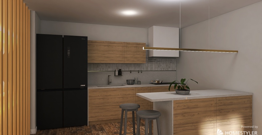 Гостиная + кухня 3d design renderings