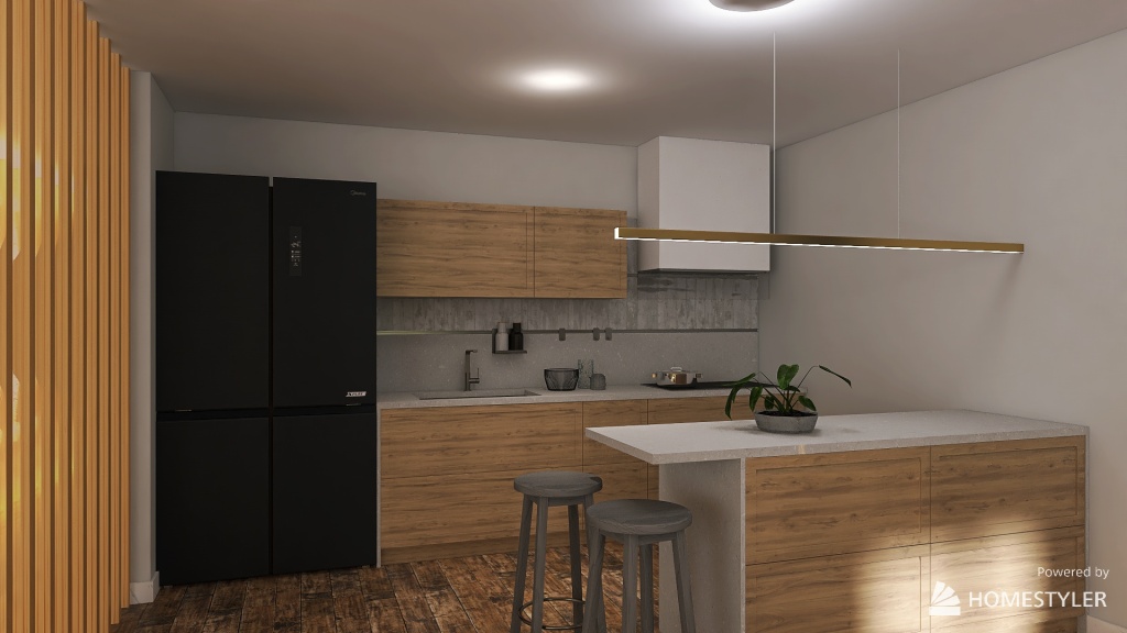 Гостиная + кухня 3d design renderings