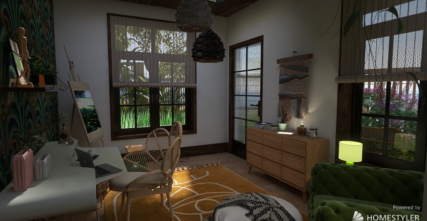 Second Bedroom/Office 3d design renderings