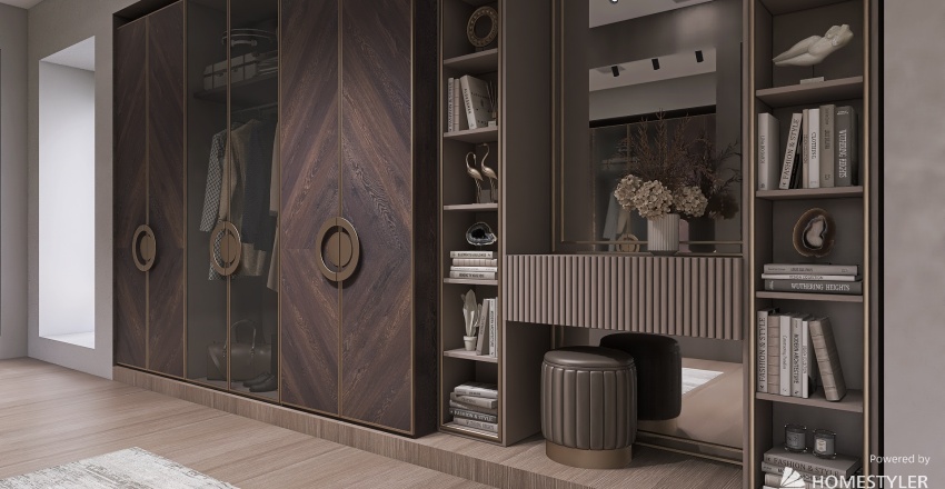 Modern grey & wood 3d design renderings