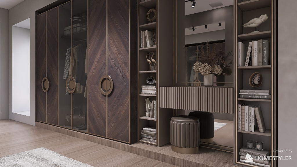 Modern grey & wood 3d design renderings