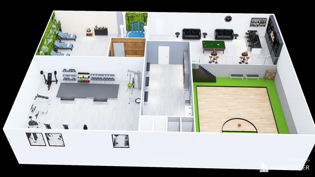 Rev_moetincube_Half Basketball Court_Sauna_Jacuzzi_copy 3d design renderings