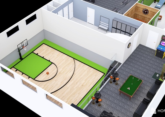 moetincube_Half Basketball Court_Sauna_Jacuzzi_copy Design Rendering