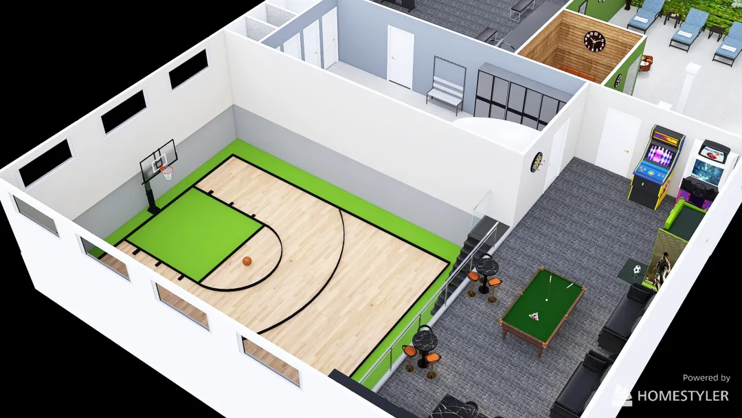 moetincube_Half Basketball Court_Sauna_Jacuzzi_copy 3d design renderings