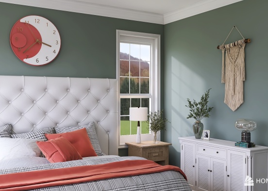Earthy Toned Minimalist Bedroom Design Rendering