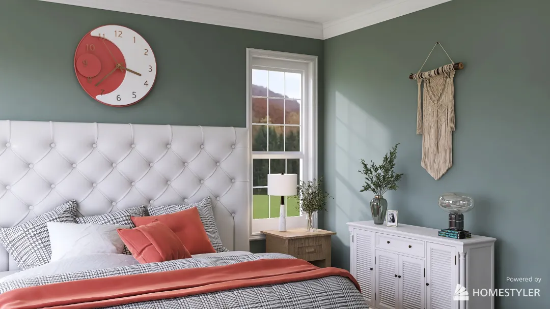 Earthy Toned Minimalist Bedroom 3d design renderings