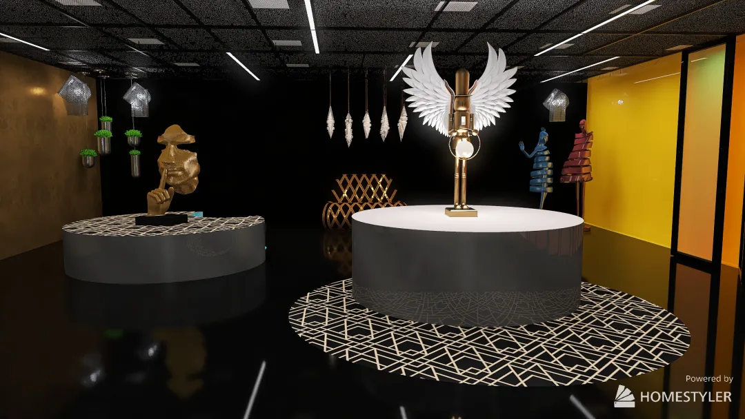 #MilanDesignWeek Black, metal and gold 3d design renderings