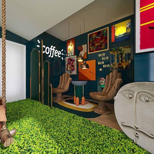 Chambre colorée et funky (chambre de rêve) 3d design renderings