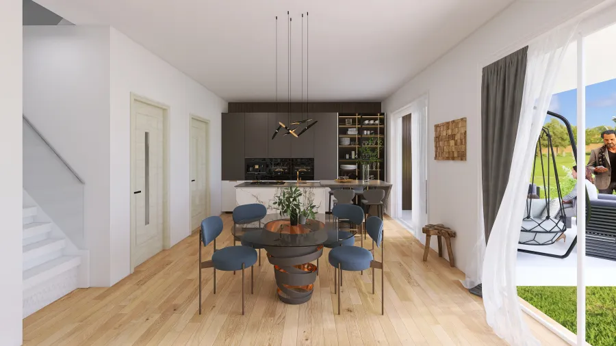 Kitchen & Livingroom 3d design renderings