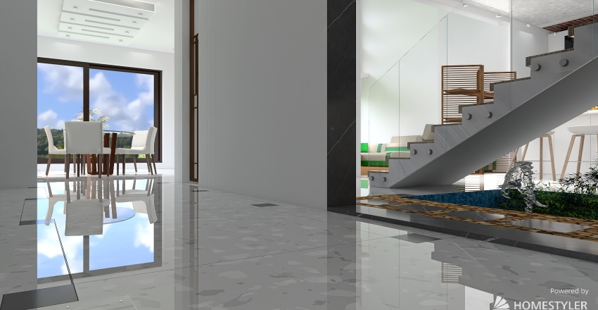 Living Room/Dinning/ Kitchen 3d design renderings