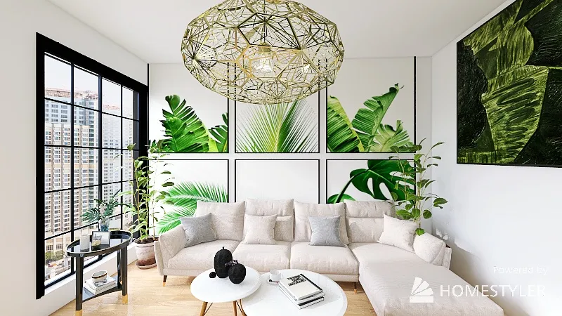Plant Themed Living Room 3d design renderings
