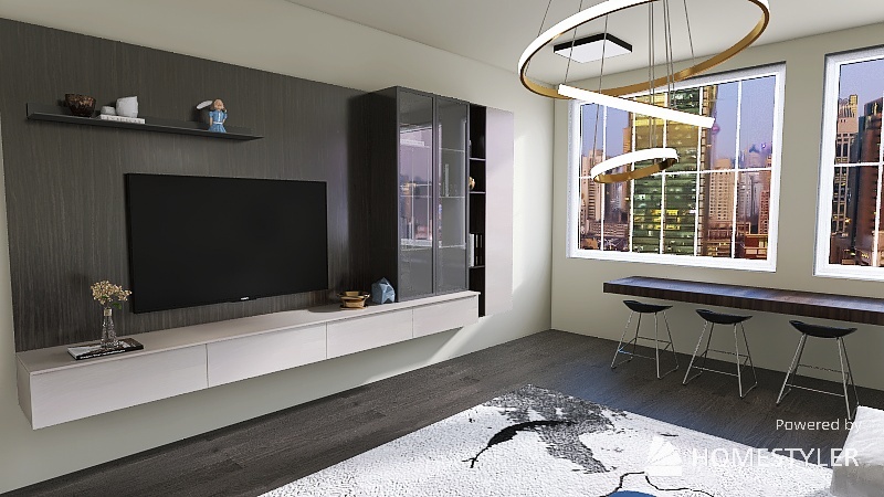1 BHK Apartment 3d design renderings
