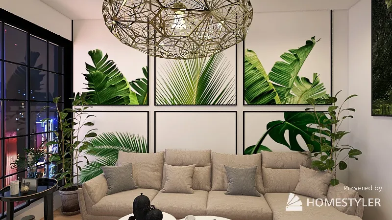 Plant Themed Living Room 3d design renderings