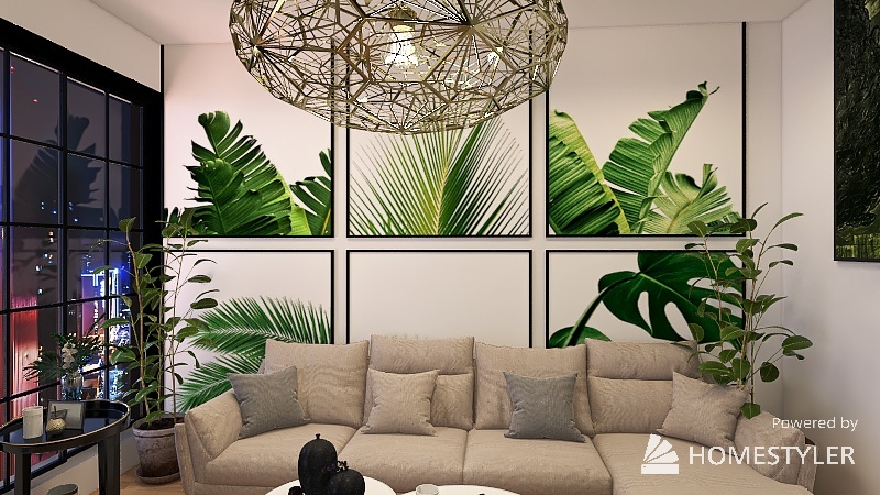 Plant Themed Living Room 3d design renderings