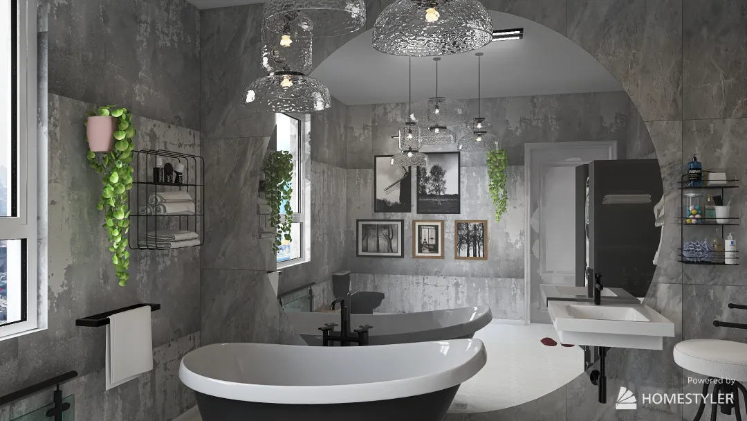 Grey bathroom 3d design renderings