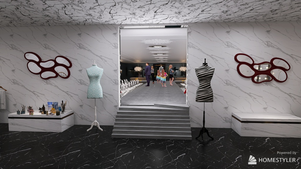 Backstage/makeup and dressing room 3d design renderings