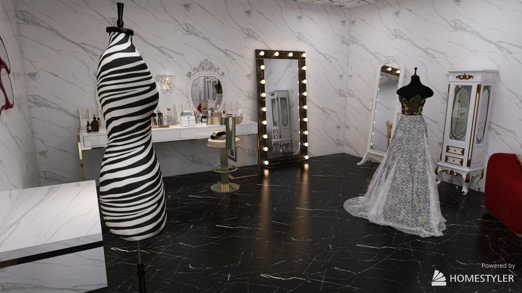 Backstage/makeup and dressing room 3d design renderings