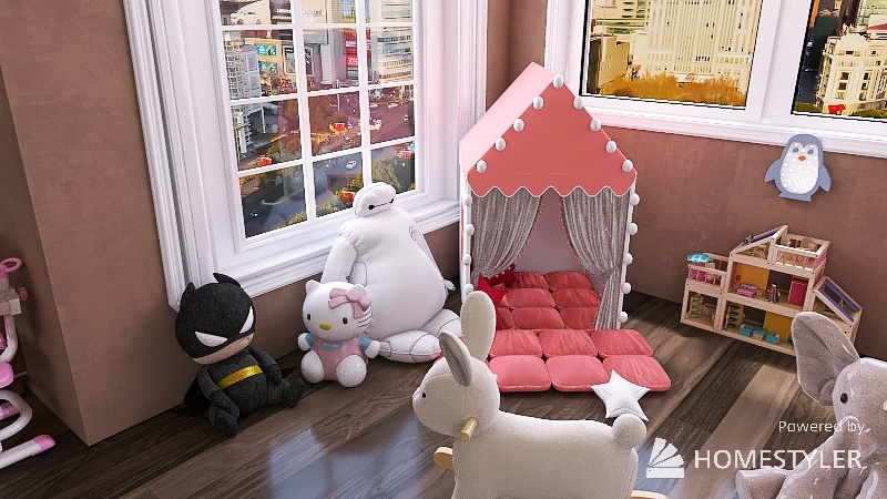 (30 minute challenge) Pink kids bedroom 3d design renderings