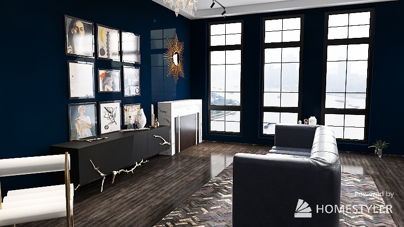 Room 2- Bold Colors and Geometry 3d design renderings